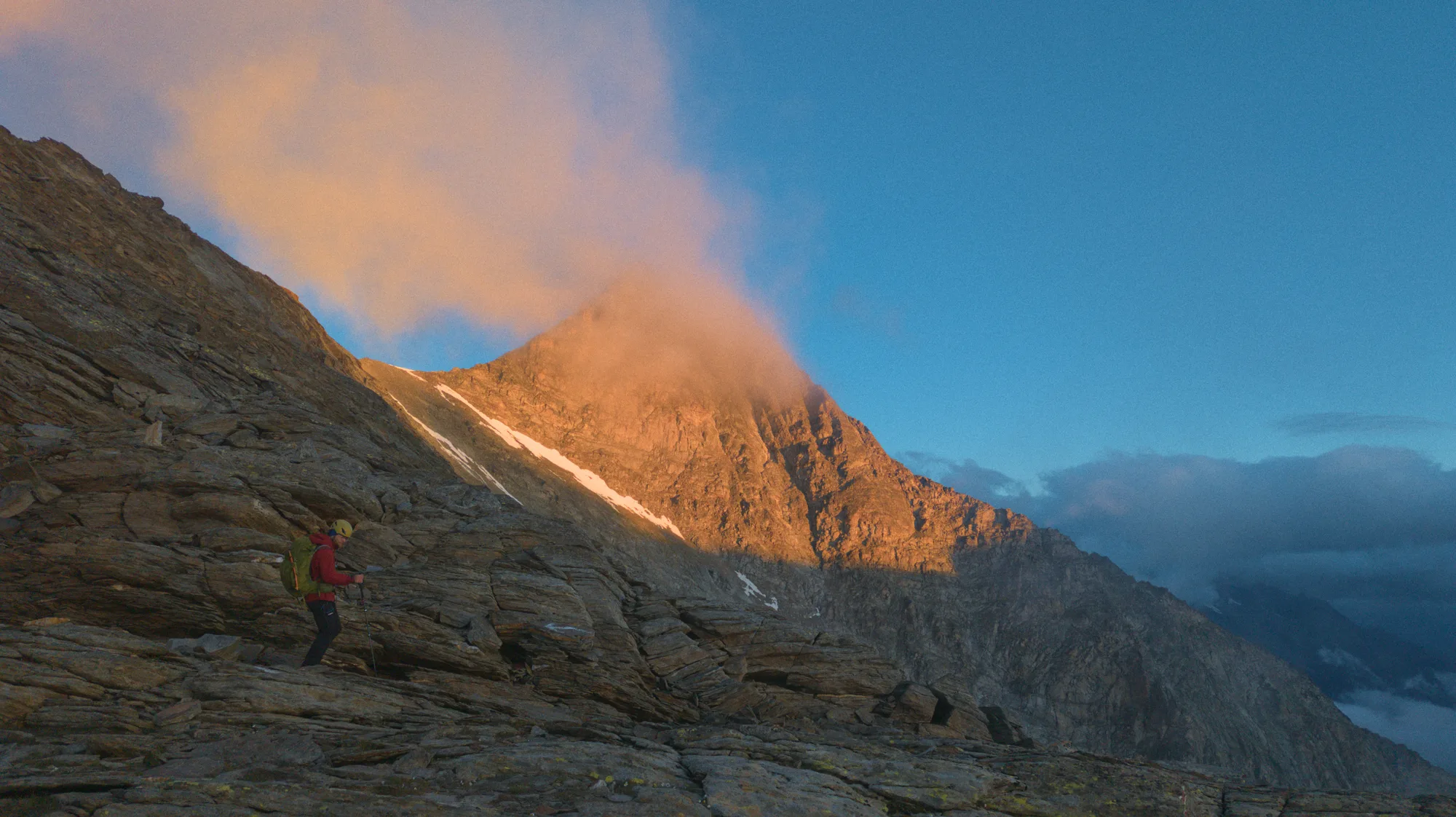 Passing the Stellihorn on approach to enter the long climb across the cresta di Sass towards Almageller.